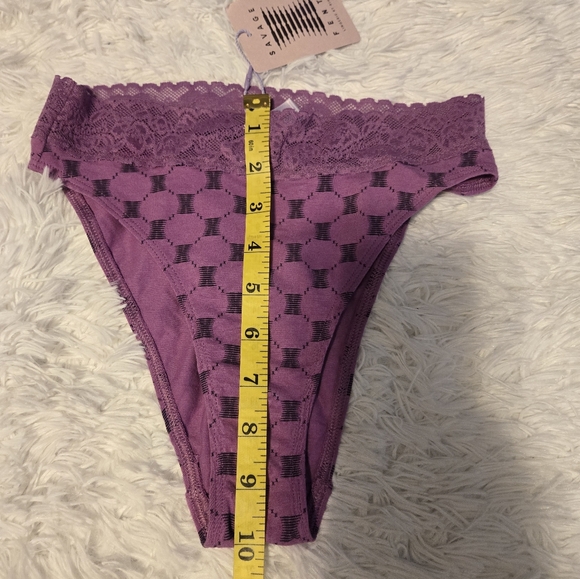 NWT Savage X Fenty Cotton Essentials Lace Trim High Leg Bikini Bottom Size XS - Picture 5 of 7